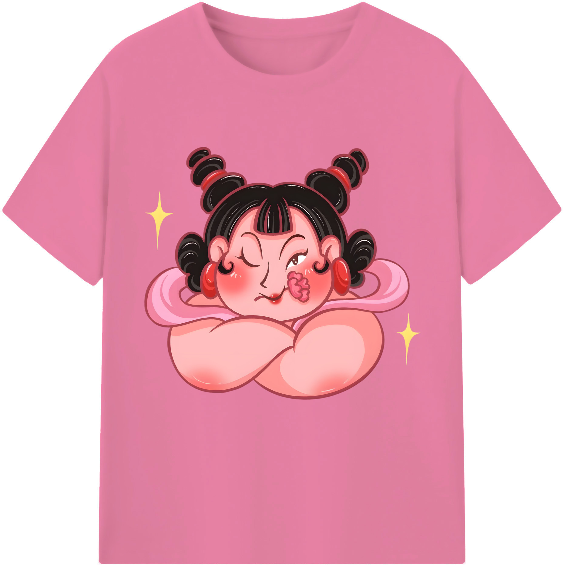 （画像用） Ne Zha 2 ナタ 魔童の大暴れ 綿100％半袖Tシャツ（フロントプリント）